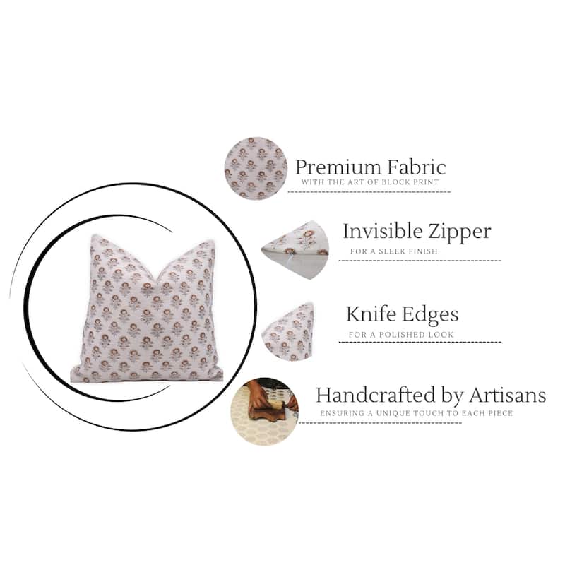 Fabdivine Linen Bohemian Block print pillow Cover