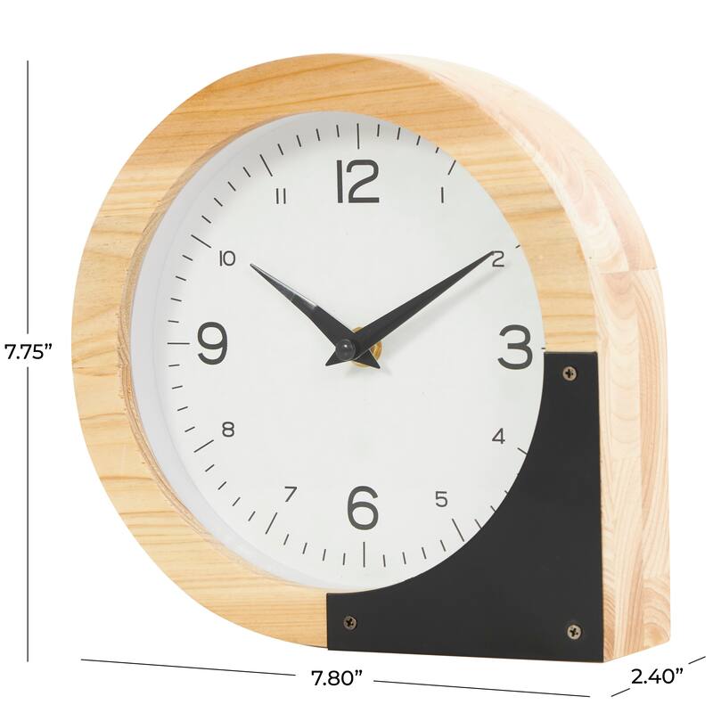 Light Brown Wood Round Abstract Decorative Clock