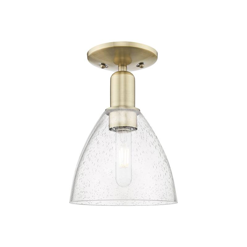 Innovations Lighting 716-1C-11-8 Bristol Semi-Flush Bristol 8" Wide - Antique Brass / Seedy