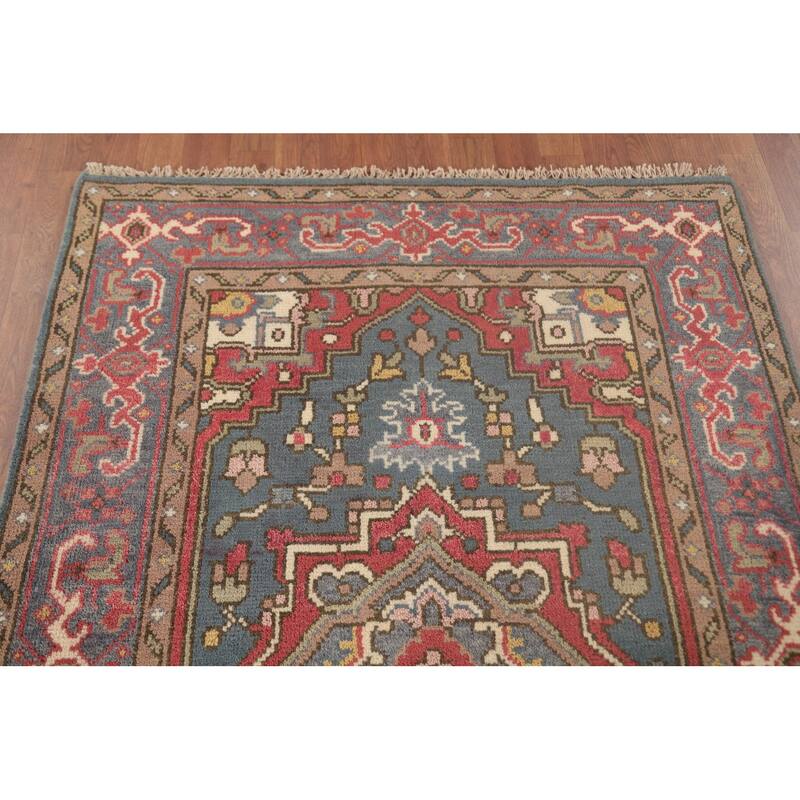 Traditional Heriz-Serapi Oriental Accent Rug Handmade Wool Carpet - 3'11"x 5'11"