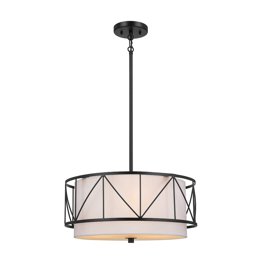 Birkleigh 18 in. 3-Light Black Convertible Pendant Hanging Light/Semi Flush