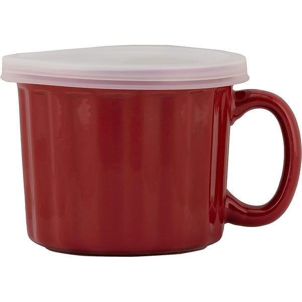 10 Strawberry Street 16oz Set of 4 Soup Mug with Lid, Charcoal Gray