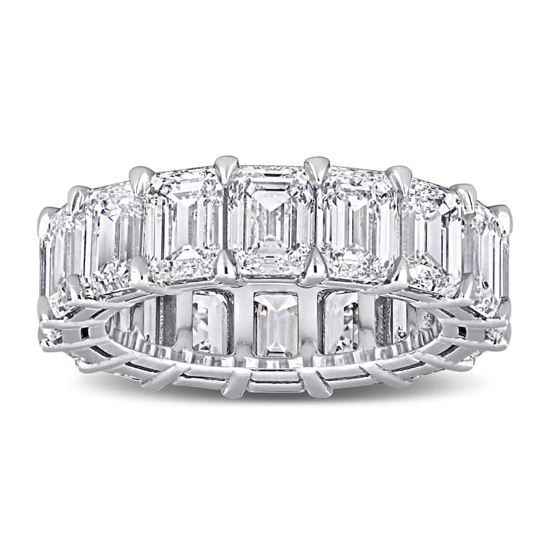 Miadora 11 1/3ct TDW Certified Emerald-Cut Diamond Eternity Ring in 18k White Gold