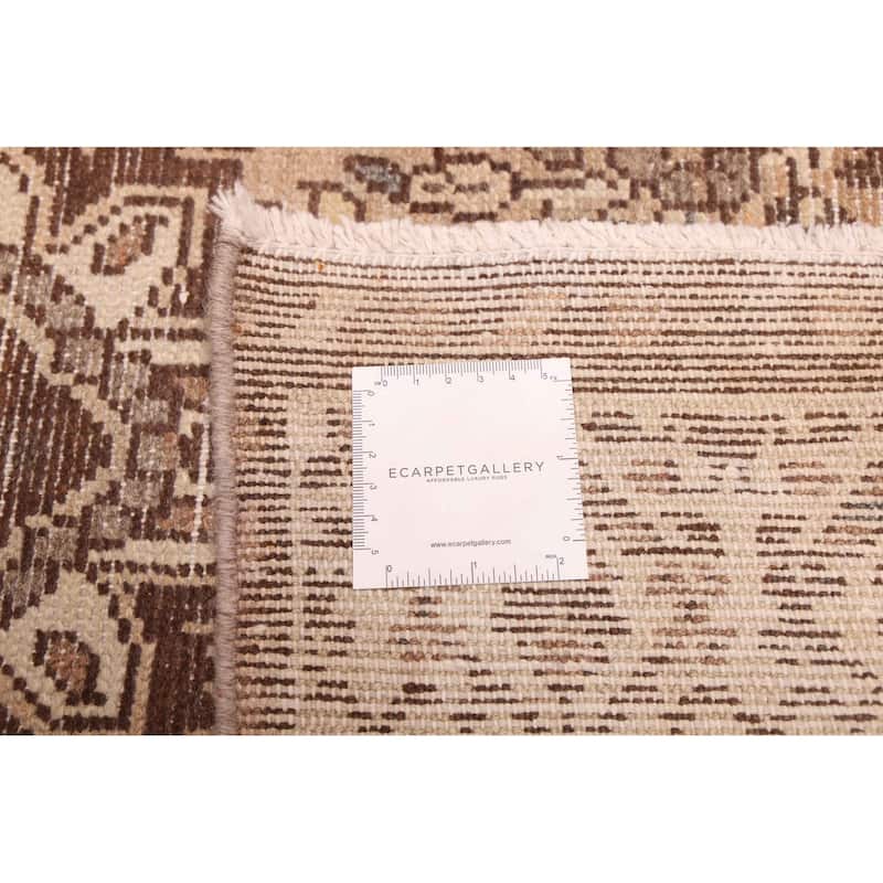 ECARPETGALLERY Hand-knotted Antalya Vintage Tan Wool Rug - 3'5 x 13'0