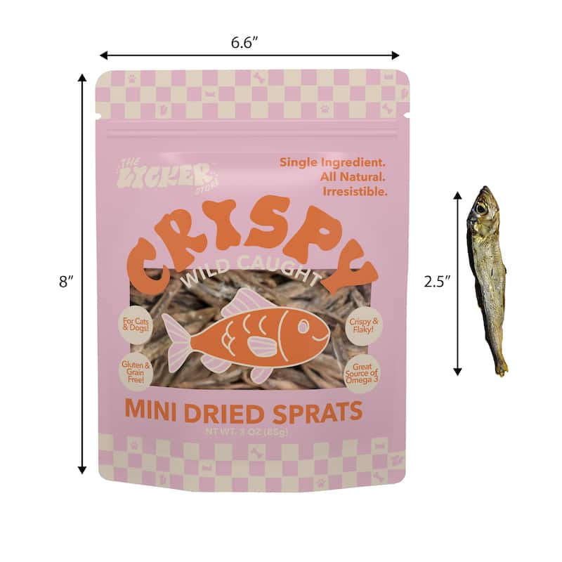 THE LICKER STORE Gluten and Grain-Free Omega-3 Single Ingredient Crunchy Dried Fish Treats for Dogs, 3oz Bag - N/A