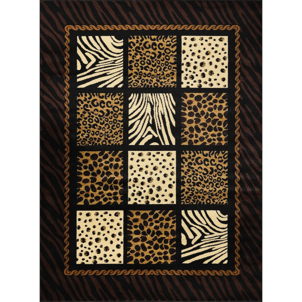 Multi 7 ft. 10 in. x 10 ft. 3 in. Animal Print Luxury Area Rug, 0.43 Pile Height – Sophisticated Warmth for Any Room - 6' x 7'