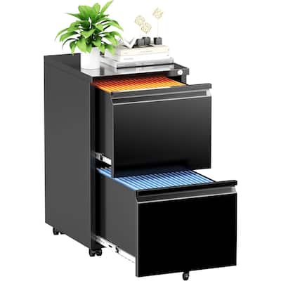 2 Drawer Metal Locking Office Mobile File Cabinet Rolling Storage Cabinet for Home Office