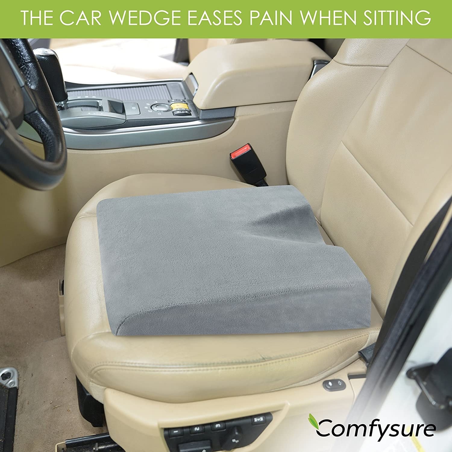 ComfySure Car Seat Wedge Pillow - Memory Foam Firm Cushion-Pain Relief