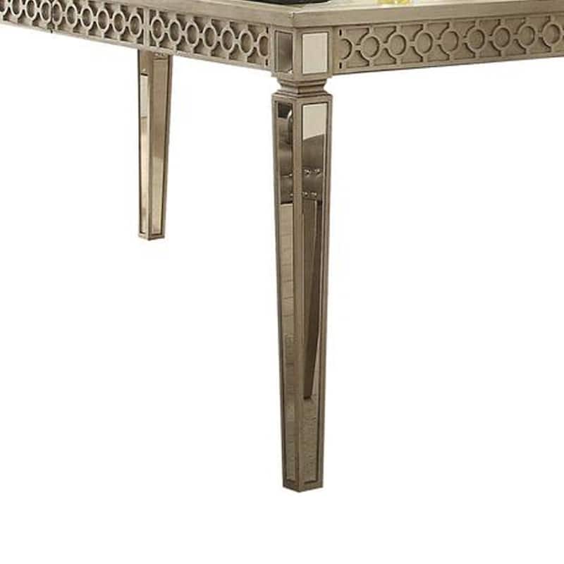 Glam Contemporary Mirrored Wood Rectangular Dining Table