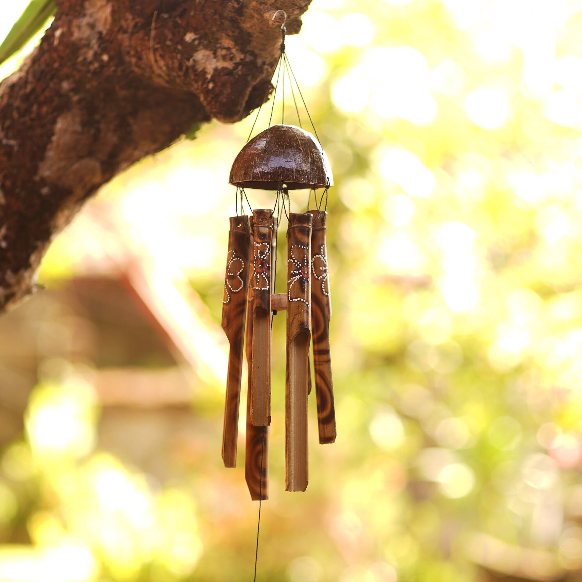 Novica Handmade Floral Melody Bamboo And Coconut Shell Wind Chime Bed Bath & Beyond 36509672