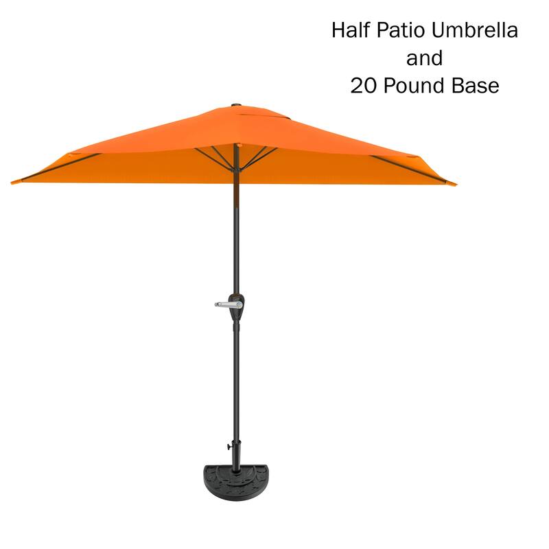 Pure Garden 9ft Half Umbrella with Base