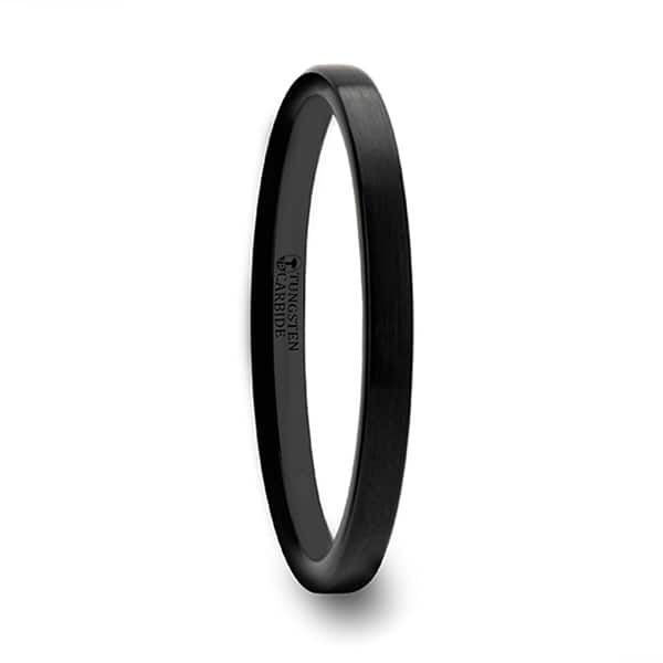 Shop Thorsten Carolina Black Flat Shaped Tungsten Wedding Band