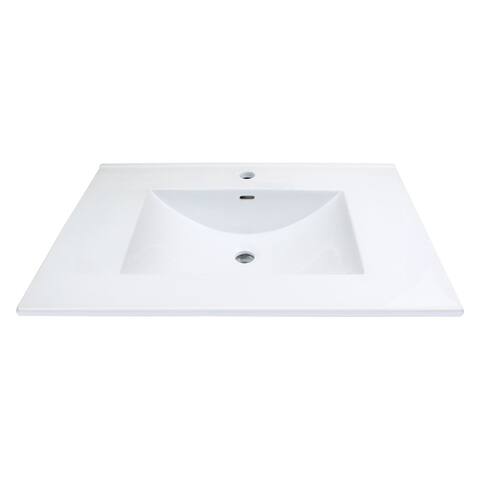 Transolid Juliette 25-in Vitreous China Vanity Top with Integrated Sink, White - 25" x 22"