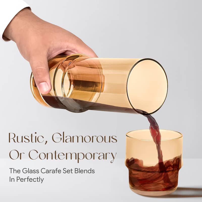 Elle Decor Bedside Water Carafe with Tumbler Doubles as Lid - 3.34" x 9.28"