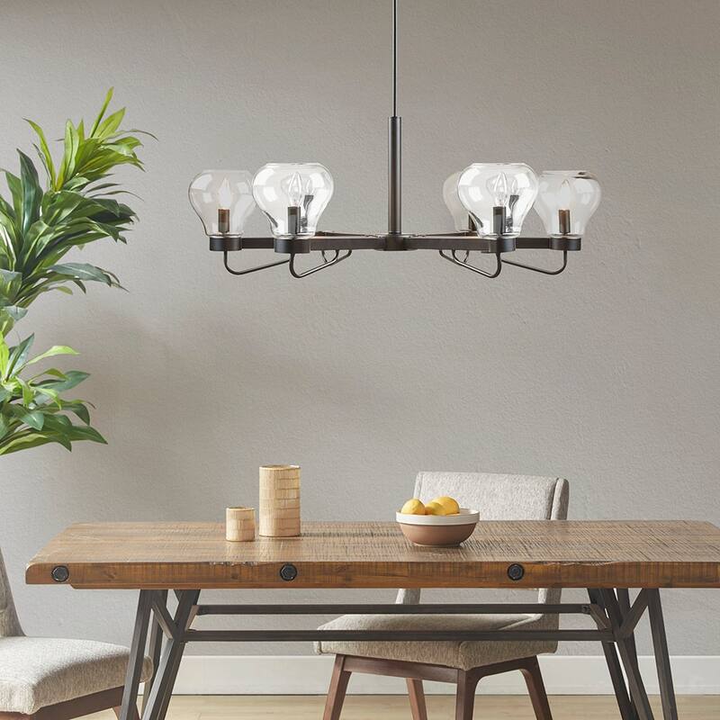 6-Light Chandelier with Bowl Shaped Glass Shades