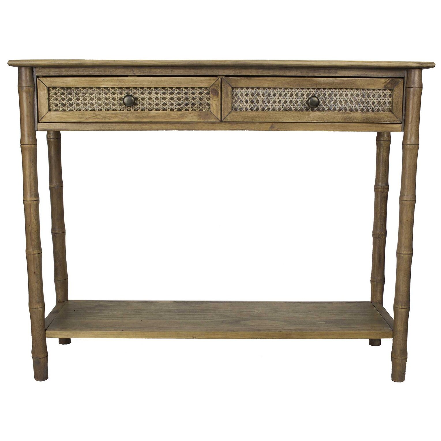 Shop 2 Drawer 1 Shelf Console Table W Cane Detail Wood Pine