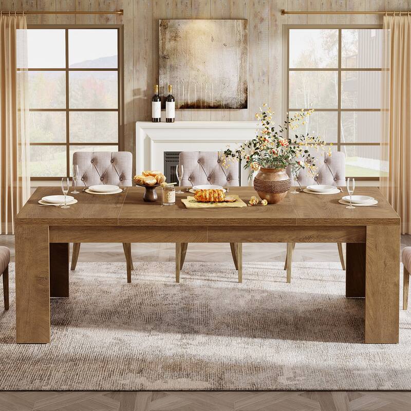 70.86-Inch Rectangular Dining Table for 6-8, Farmhouse Wooden Kitchen Table