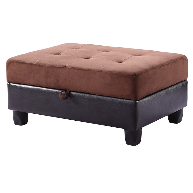 Tufted Upholstered Storage Ottoman - 37" - Dark Brown and Black