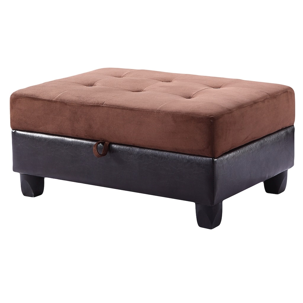 Tufted Upholstered Storage Ottoman - 37" - Dark Brown and Black