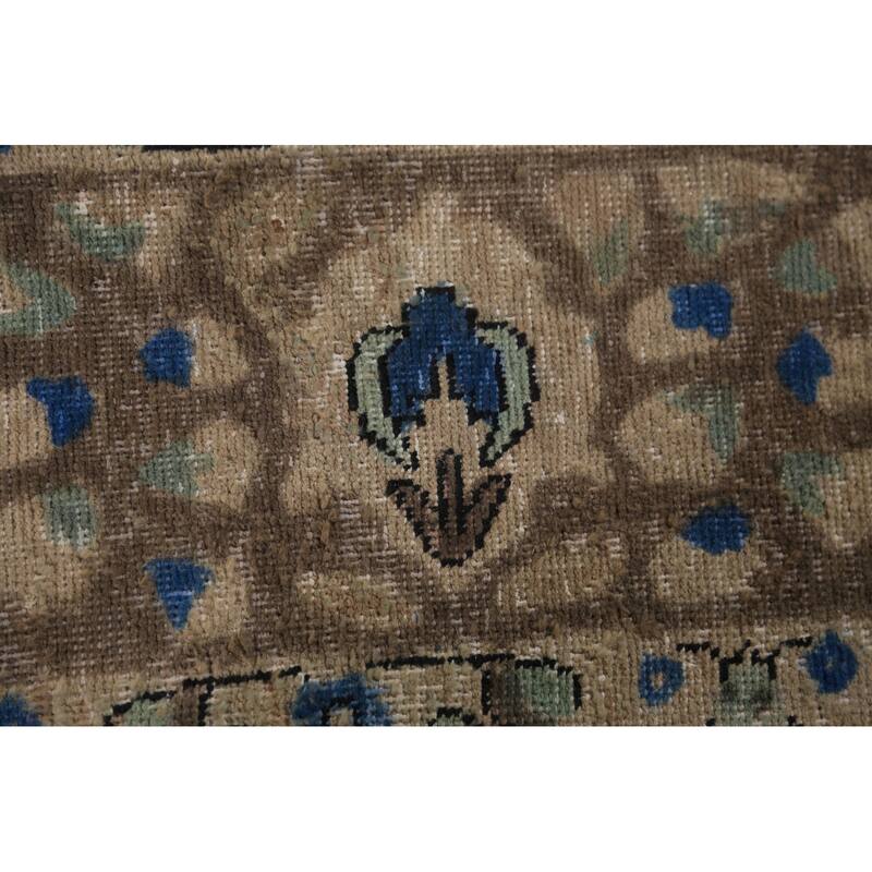 Blue Floral Tabriz Persian Area Rug Oriental Hand-Knotted Wool Carpet - 9'8"x 13'0"