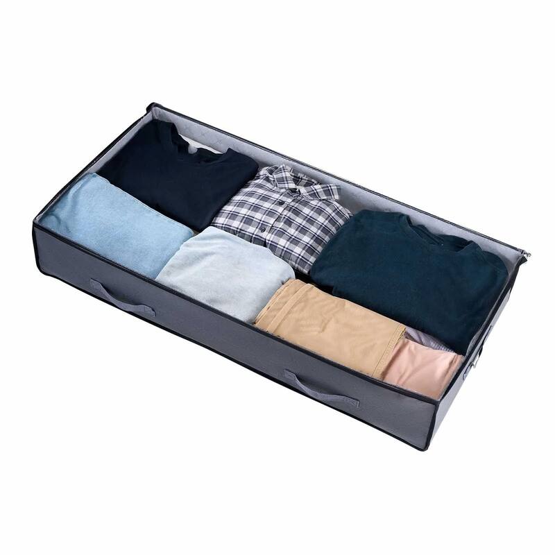 Set of 4 Under Bed Storage Organizer Foldable Clothes and Shoe Storage with Transparent PVC Lid - 39.2 x 19.7 x 7.1 inch
