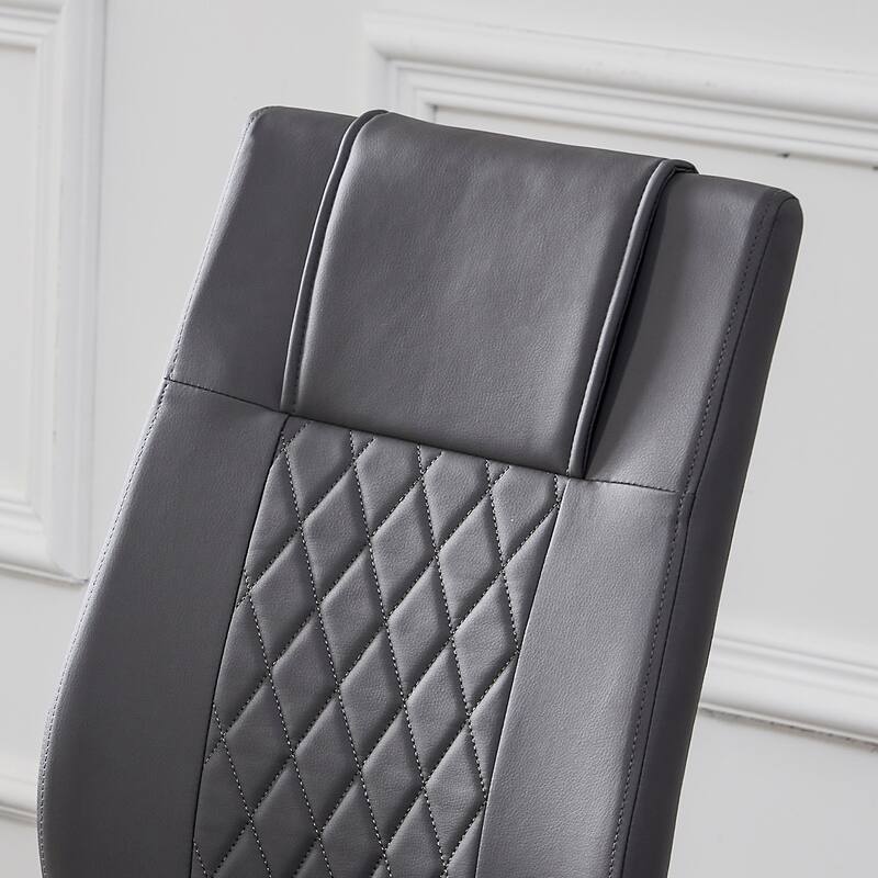 Faux Leather Padded Seat Upholstered Dining Chair with Metal Legs,Set of 6