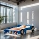 preview thumbnail 19 of 25, Unique Design Kids Furniture Full Size Race Car-Shaped Platform Bed with Kids Bed Wheels, Black