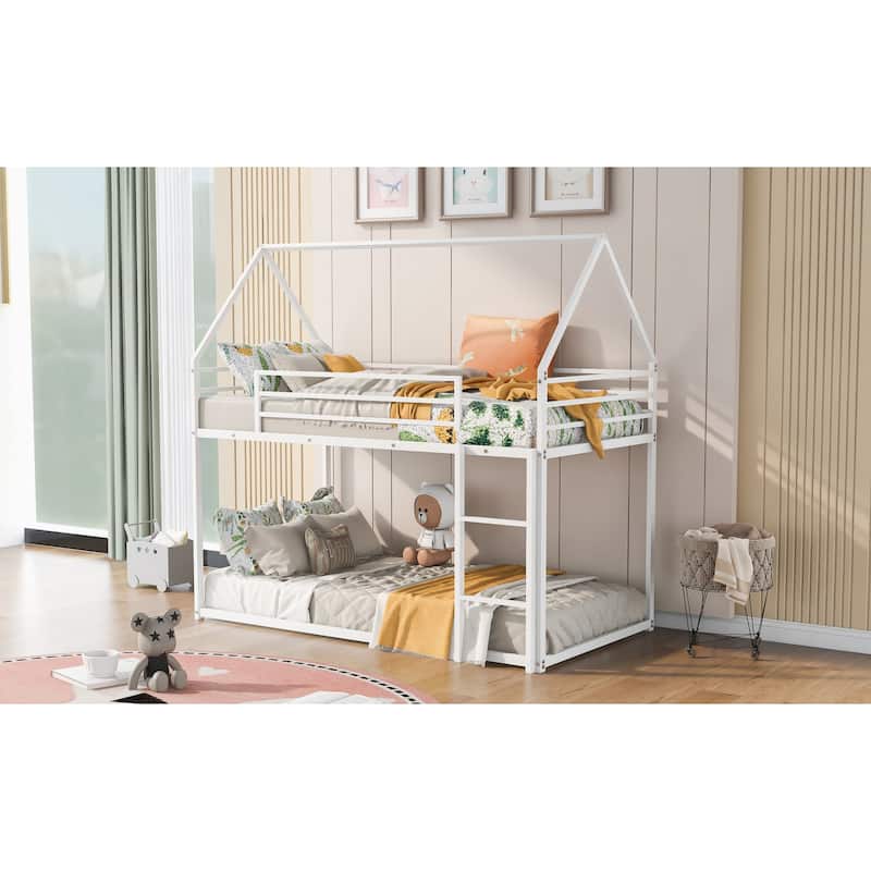 House Bunk Bed with Built-In Ladder