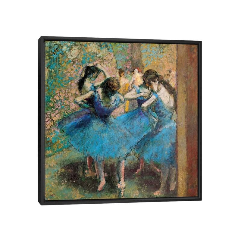 iCanvas "Dancers In Blue, 1890" by Edgar Degas Framed Canvas Print - Black - 26x26