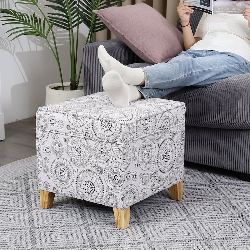 Adeco Square Storage Ottoman 17 inch Footstool