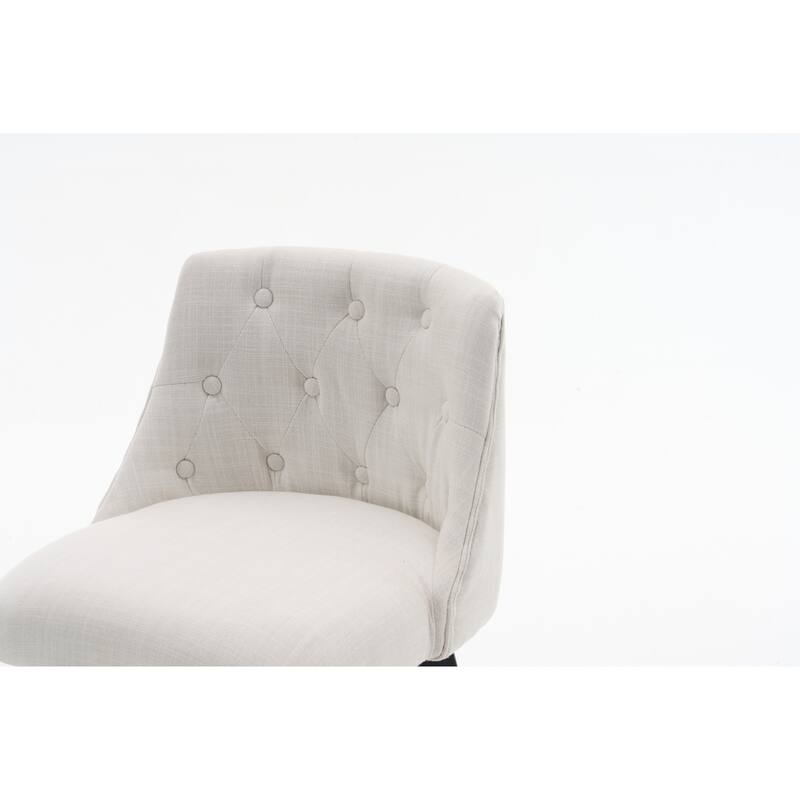 25" Swivel Bar Stools Set Of 2-Modern Counter Height Stools With Linen Upholstery&Button Tufted Back