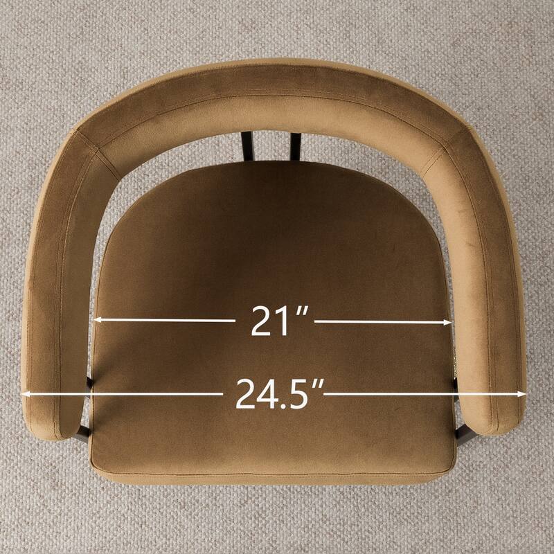 Modern Velvet Upholstered Dining Armchairs with Black Metal Legs (Set of 2/4/6)