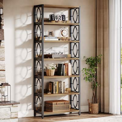 6-Tier Bookshelf, 70.86-Inch Tall Bookshelf, Industrial Freestanding Display Shelf