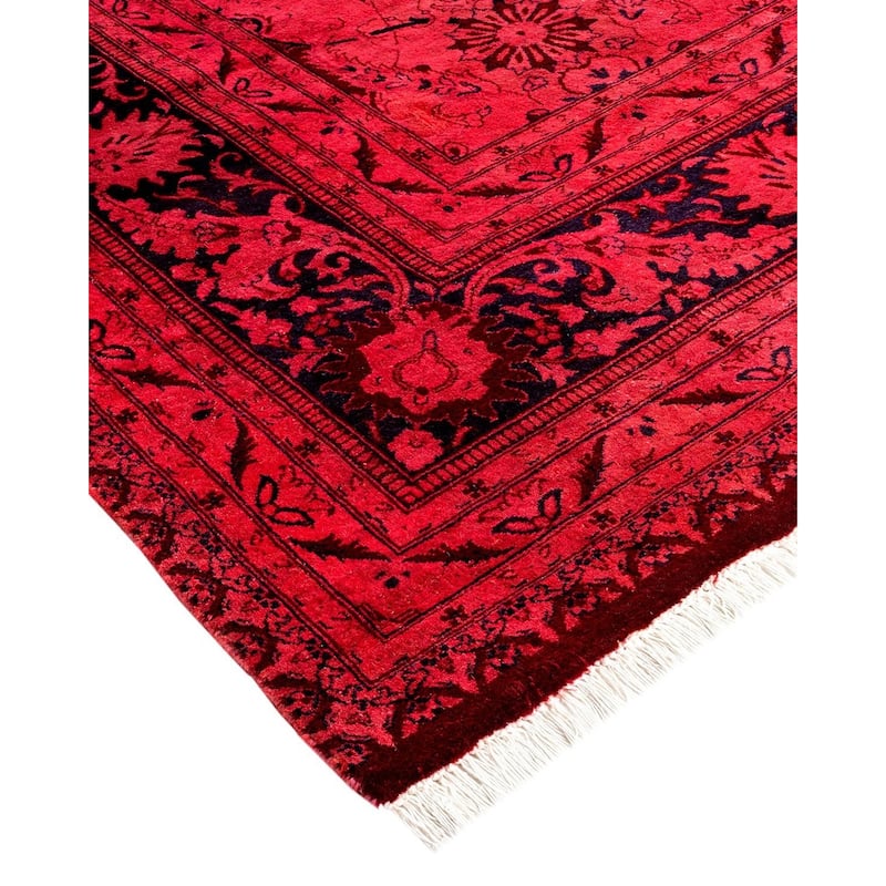 Overton Hand Knotted Wool Vintage Inspired Modern Contemporary Overdyed Pink Area Rug - 8' 0" x 10' 4"