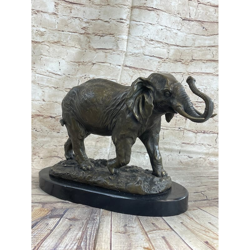 Cast Bronze Marble Sculpture Imitative Elephant Safari Statue Art Figure Figurine Animal