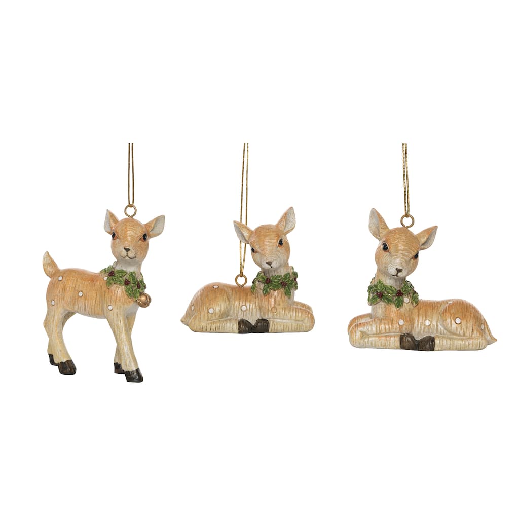 Transpac Resin Nostalgic Reindeer Ornament Set of 3 Christmas Home Decorations