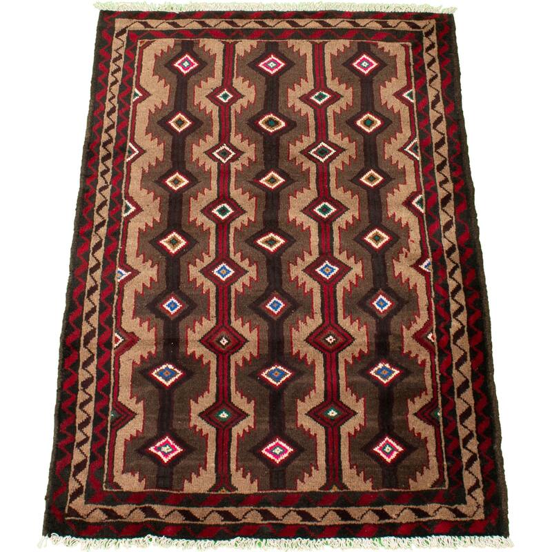Hand-knotted Rizbaft Tan Wool Rug - 3'4" x 5'6"/3'4 x 5'6