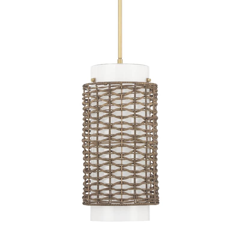 Hunter Laila Luxe Gold with Cased White Glass Pendant - Entry, Dining Room, Kitchen - Transitional, Contemporary