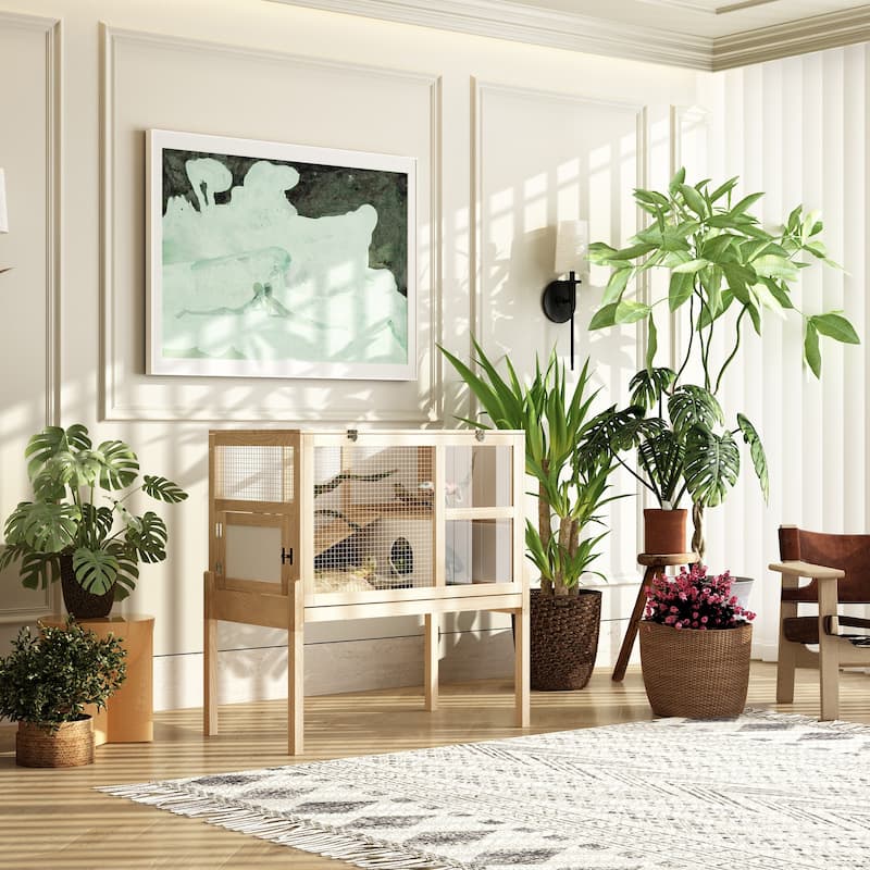 Premium Wooden Reptile Enclosure with Dual Levels and Easy Access