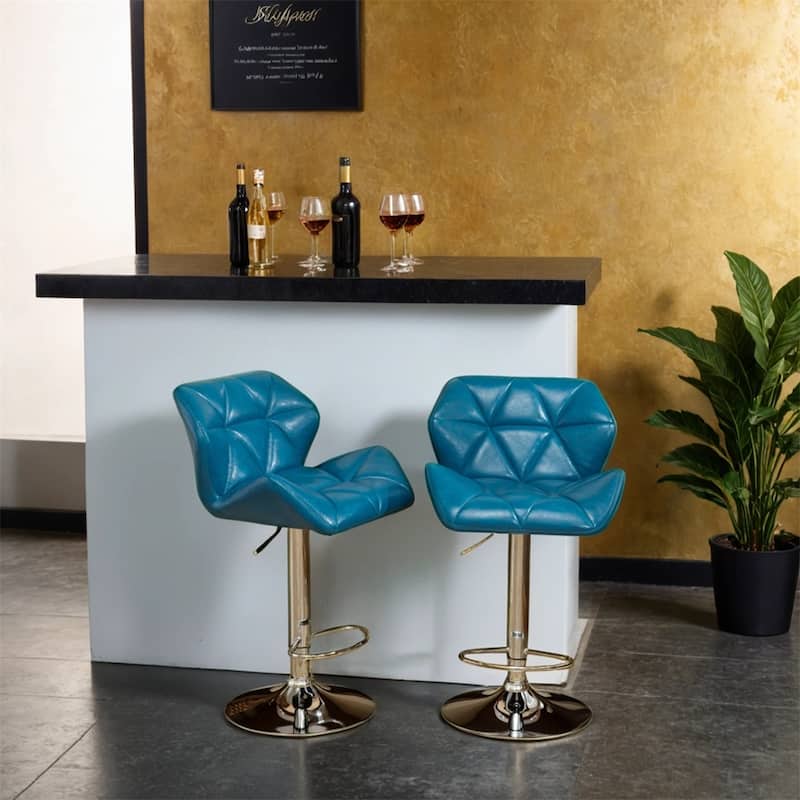 Contemporary Tufted Adjustable Height Hidraulic Bar Stools,Set of 2