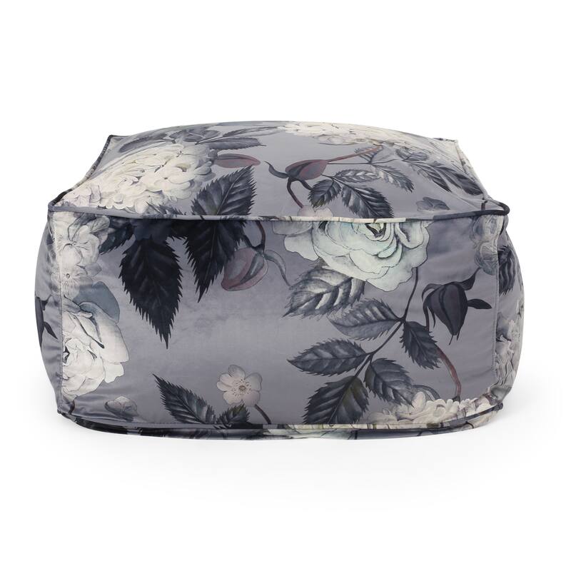 Reigle Traditional Medium Fabric Flower Print Cube Pouf by Christopher Knight Home