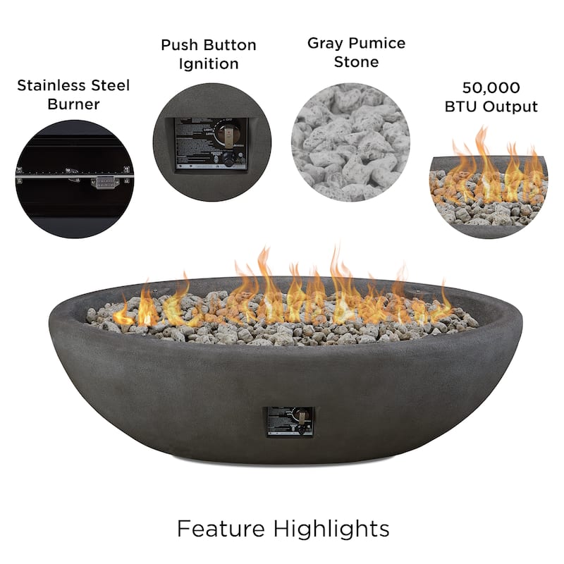 Riverside 58" Large Oval LP Fire Bowl in Shale by Real Flame