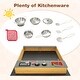 preview thumbnail 11 of 9, Wooden Sandbox Kids Sand Pit with Kitchen Playset Accessories - 53" x 49" x 8"