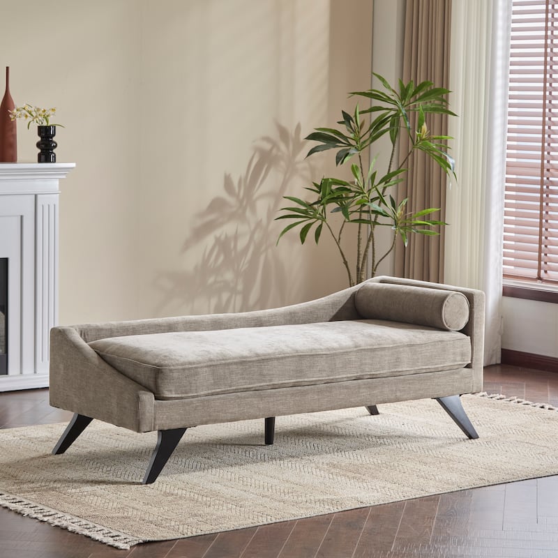 Cagle Mid-century Modern Chaise Lounge by Christopher Knight Home - 68.00" L x 27.50" W x 25.00" H - Khaki