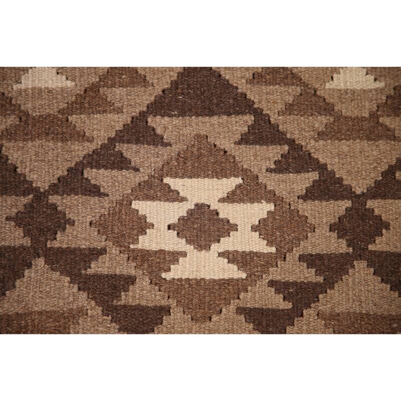 Geometric Kilim Oriental Area Rug Flat-weave Wool Carpet - 6'8"x 9'5"