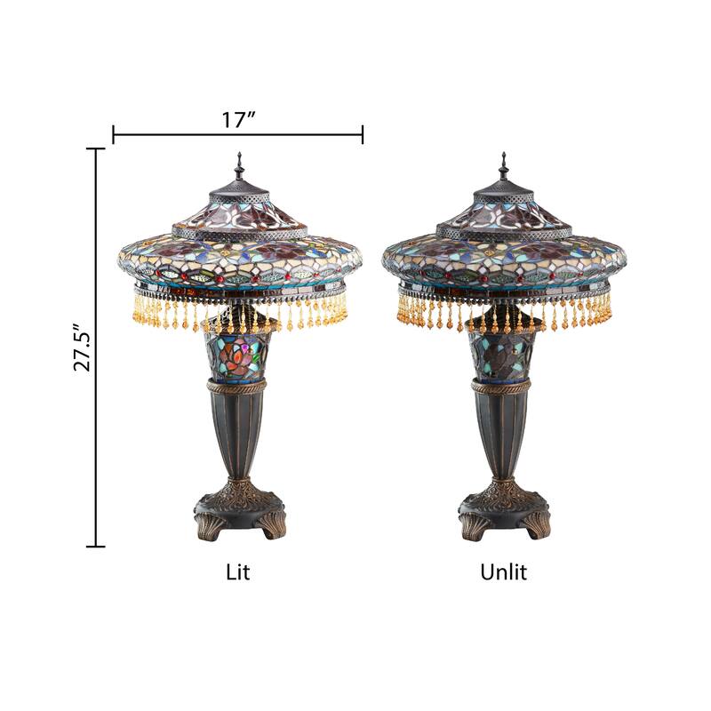 Gracewood Hollow Lachmet Multicolored Stained Glass Table Lamp (27.5 in.) - 17"L x 17"W x 27.5"H