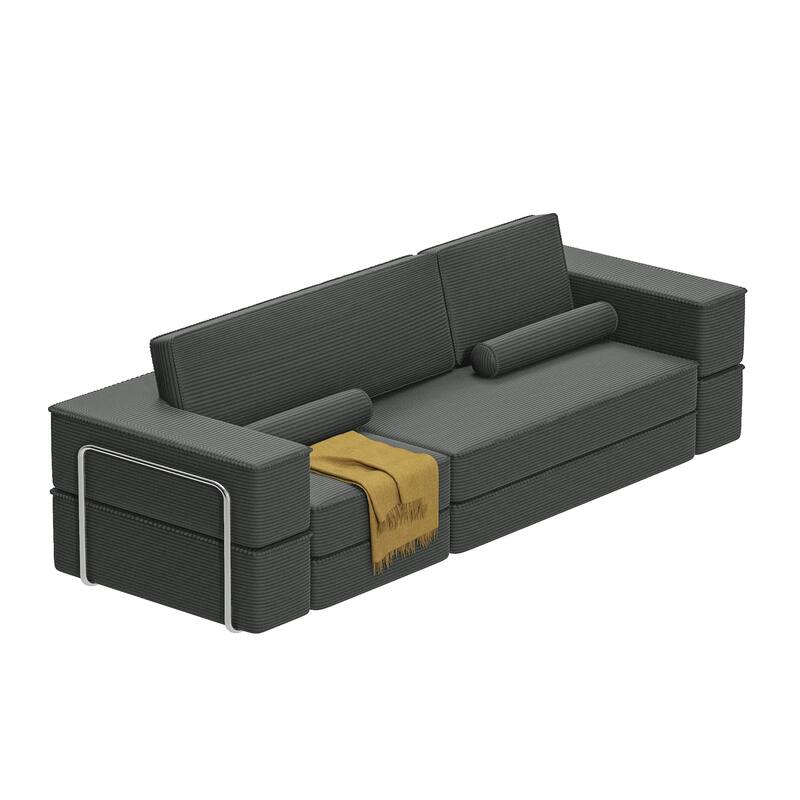 103.5" Convertible Cloud Sectional Couch, Comfy Corduroy Sectional Sofa with Deep Seat & High Pillows