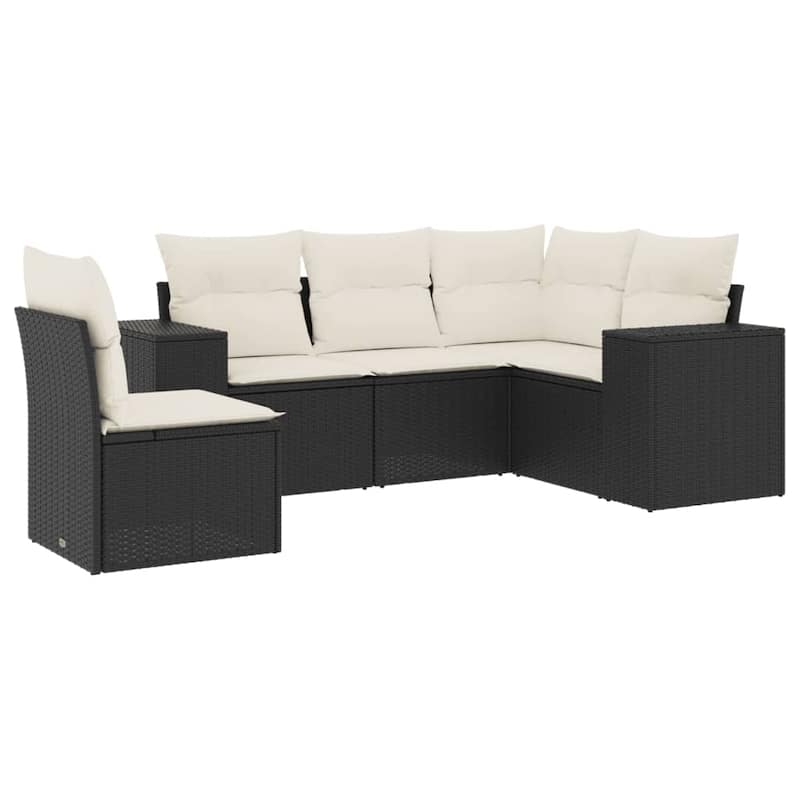 vidaXL Garden Sofa Set Black, Cream White - 24.4 x 32.7 x 27.2