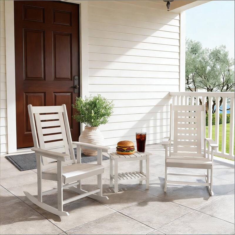 GDFStudio - Oliver Classic HDPE Outdoor Rocking Chair Set