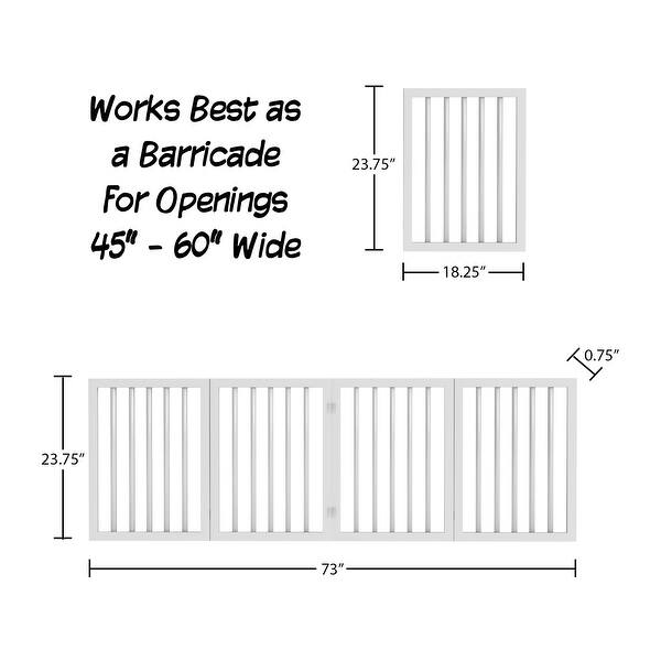 dimension image slide 2 of 3, 4-Panel Modern Indoor Foldable Dog Gate - 73x24-Inch MDF Freestanding Pet Fence